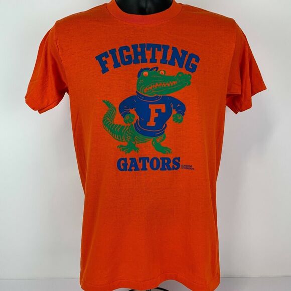 Vintage Florida Fighting Gators T Shirt Mens Small 80s NCAA UF University Orange - Picture 2 of 7